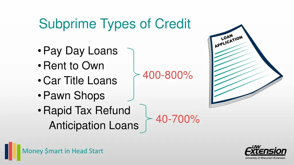 subprime types of credit