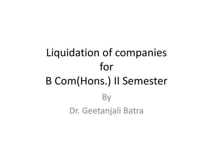 liquidation of companies for b com hons