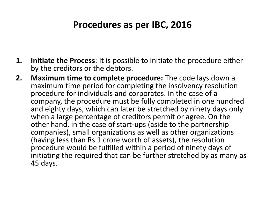 procedures as per ibc 2016