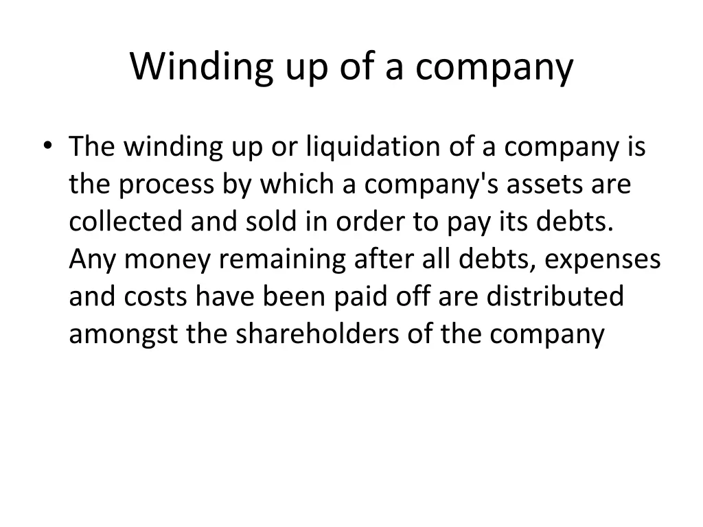 winding up of a company