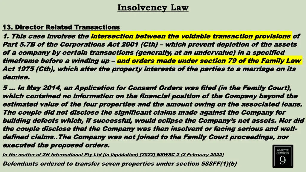 insolvency law 13