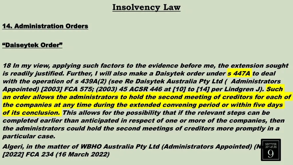 insolvency law 14