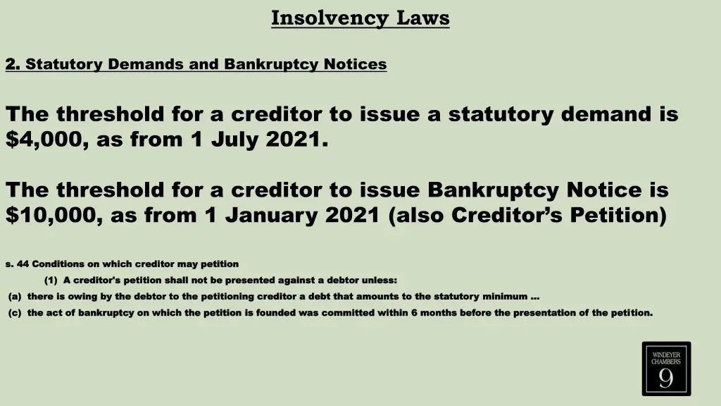 insolvency laws 1