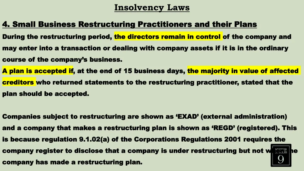 insolvency laws 14