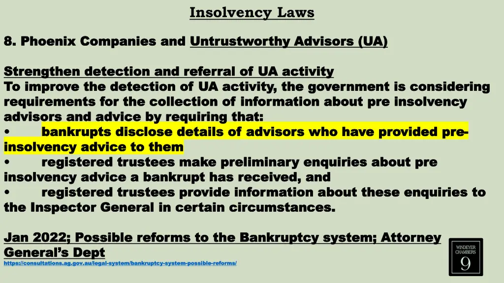 insolvency laws 25