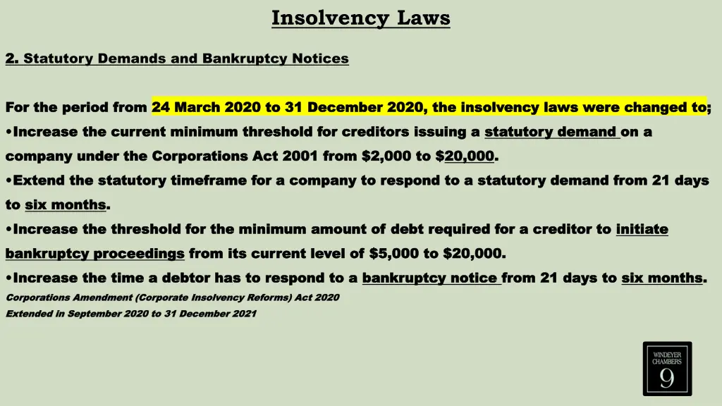 insolvency laws