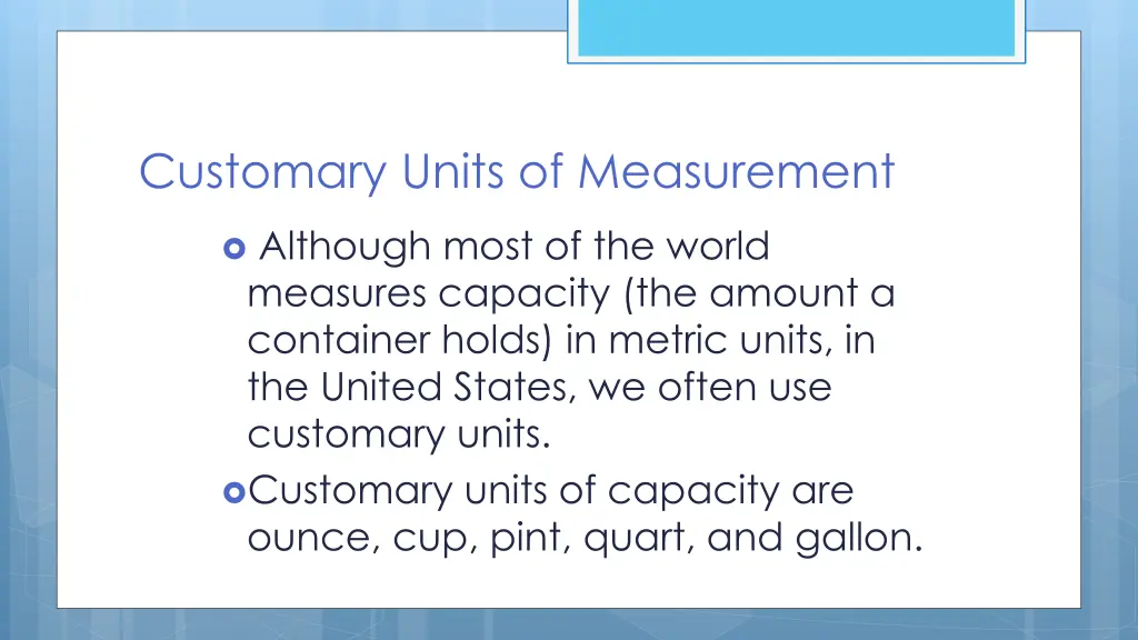 customary units of measurement