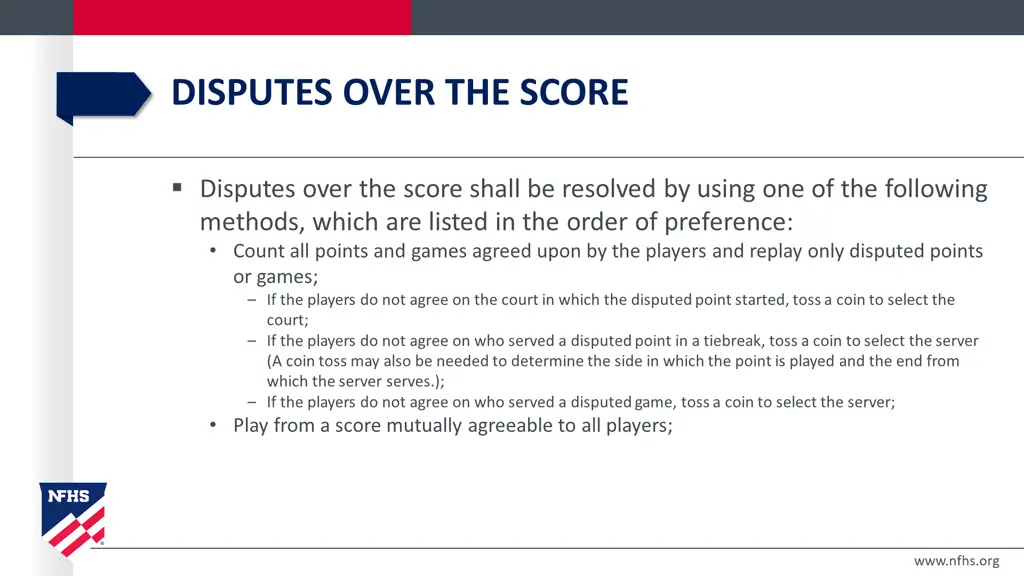 disputes over the score