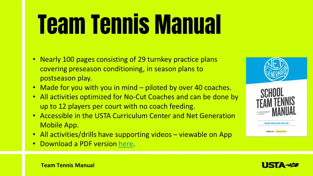 team tennis manual