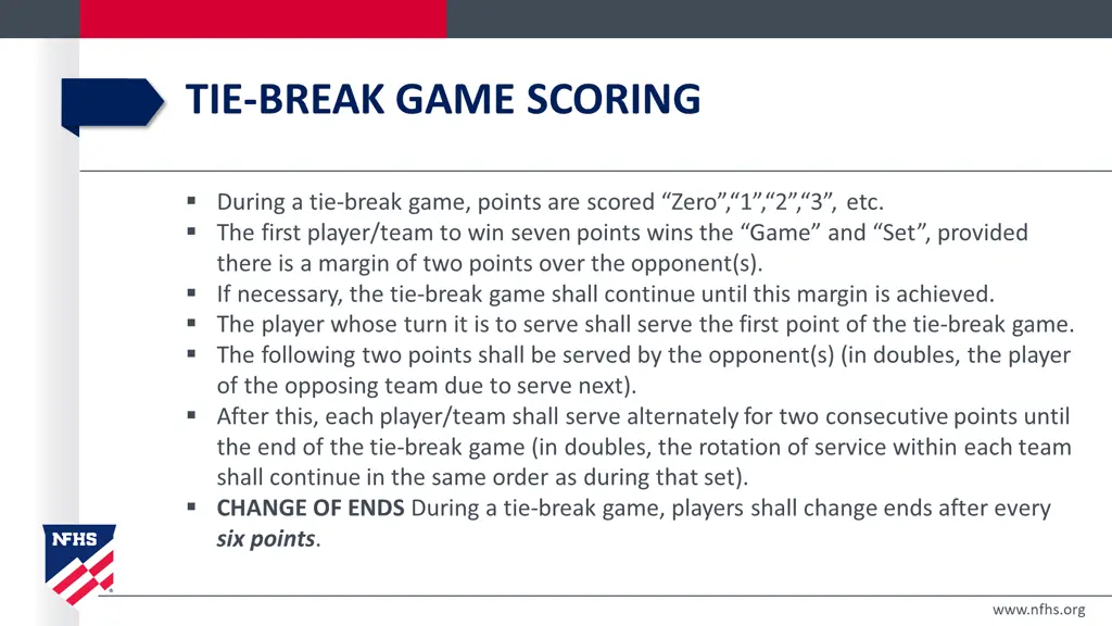 tie break game scoring