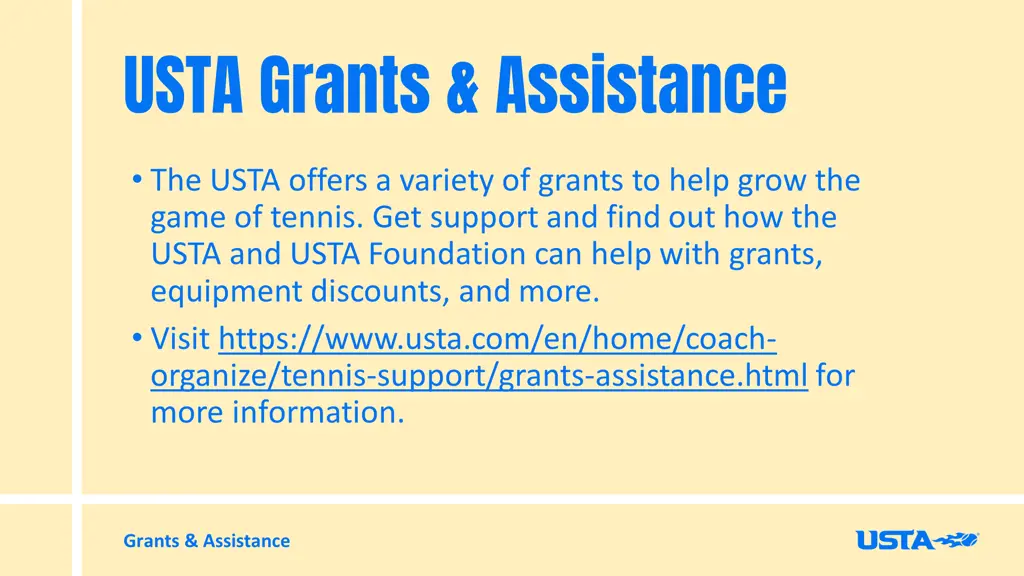 usta grants assistance