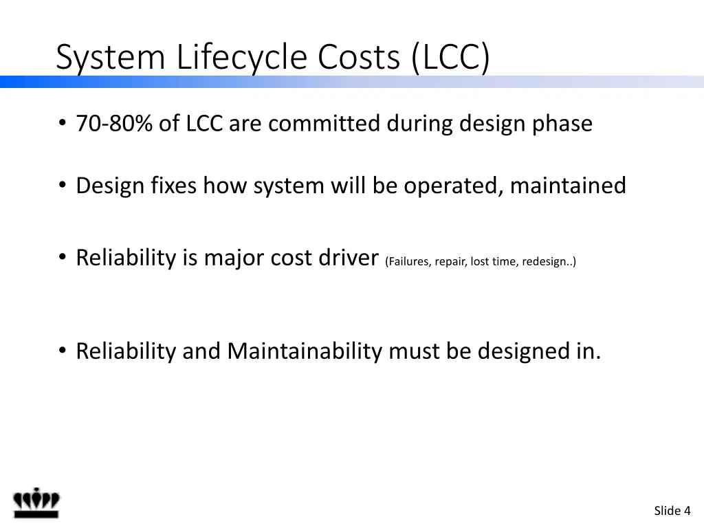 system lifecycle costs lcc