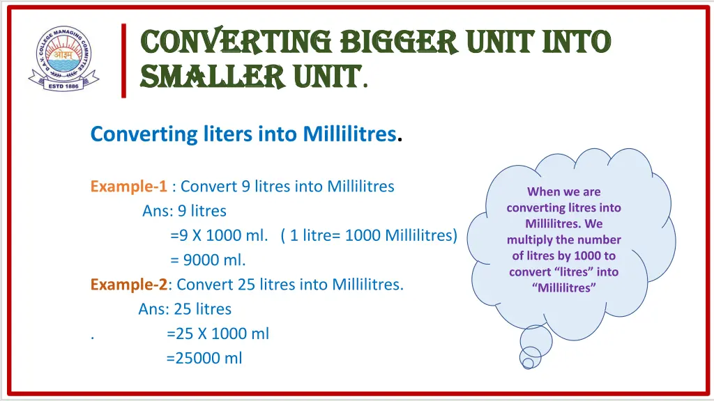 converting bigger unit into converting bigger