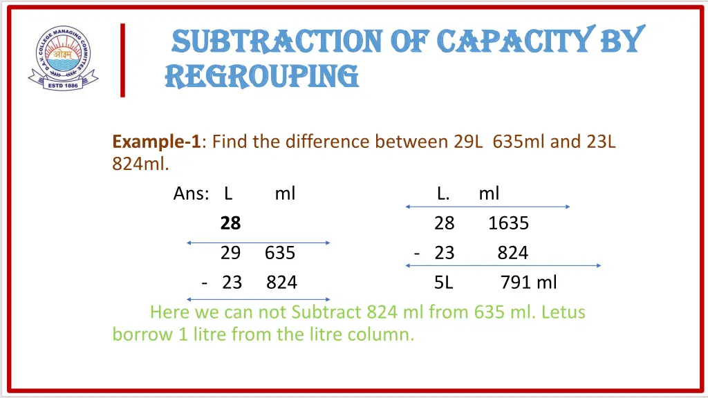 subtraction of capacity by subtraction