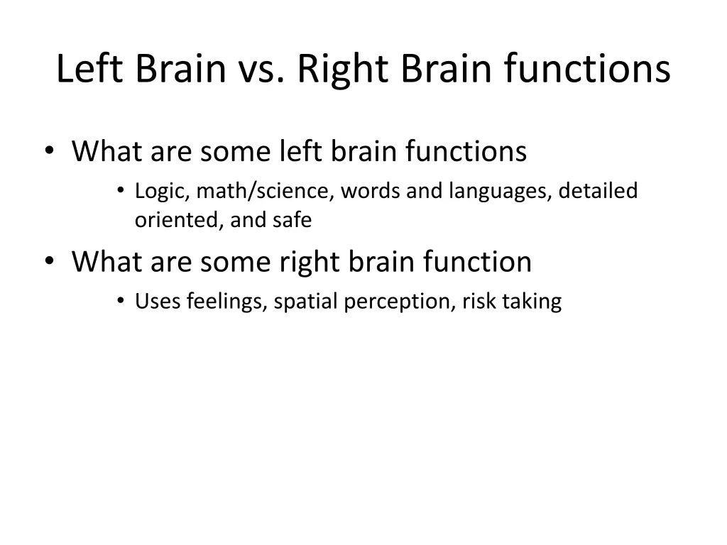 left brain vs right brain functions