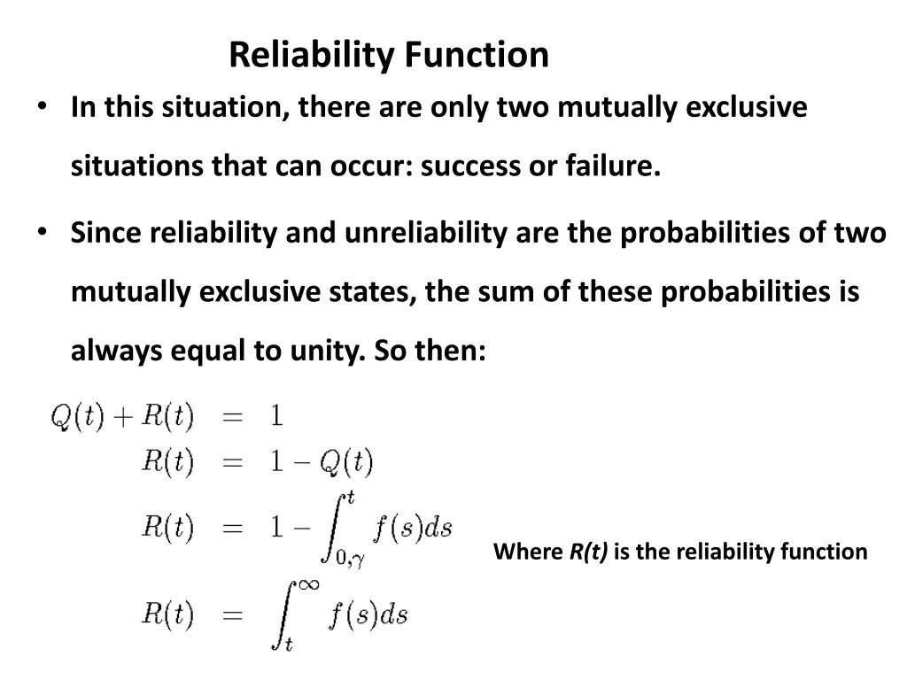 reliability function