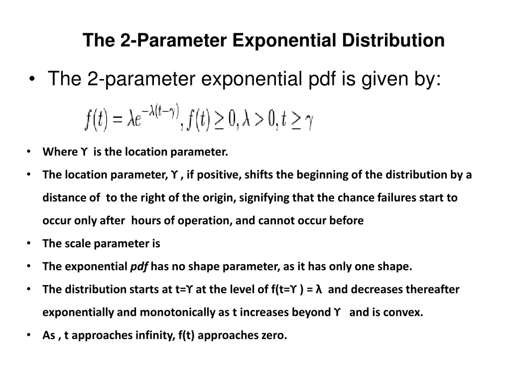 the 2 parameter exponential distribution