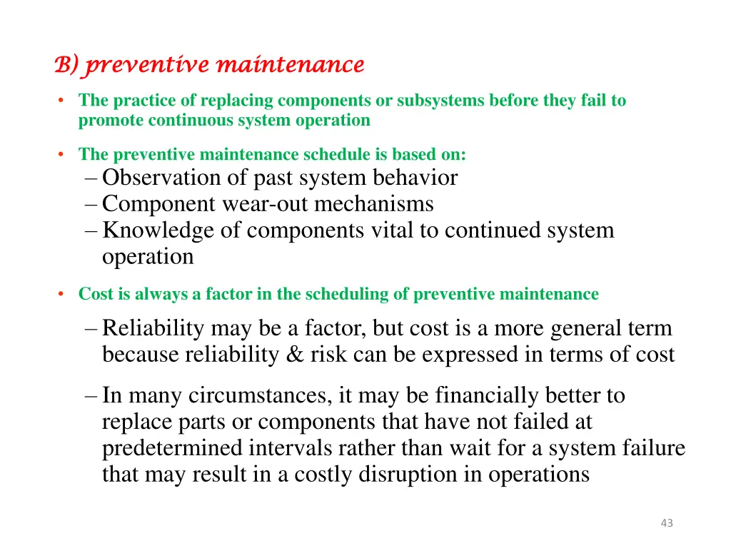 b preventive maintenance b preventive maintenance