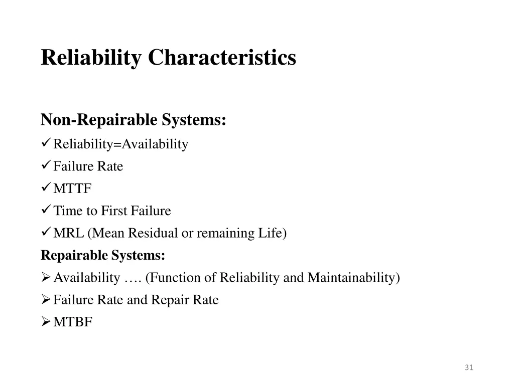 reliability characteristics