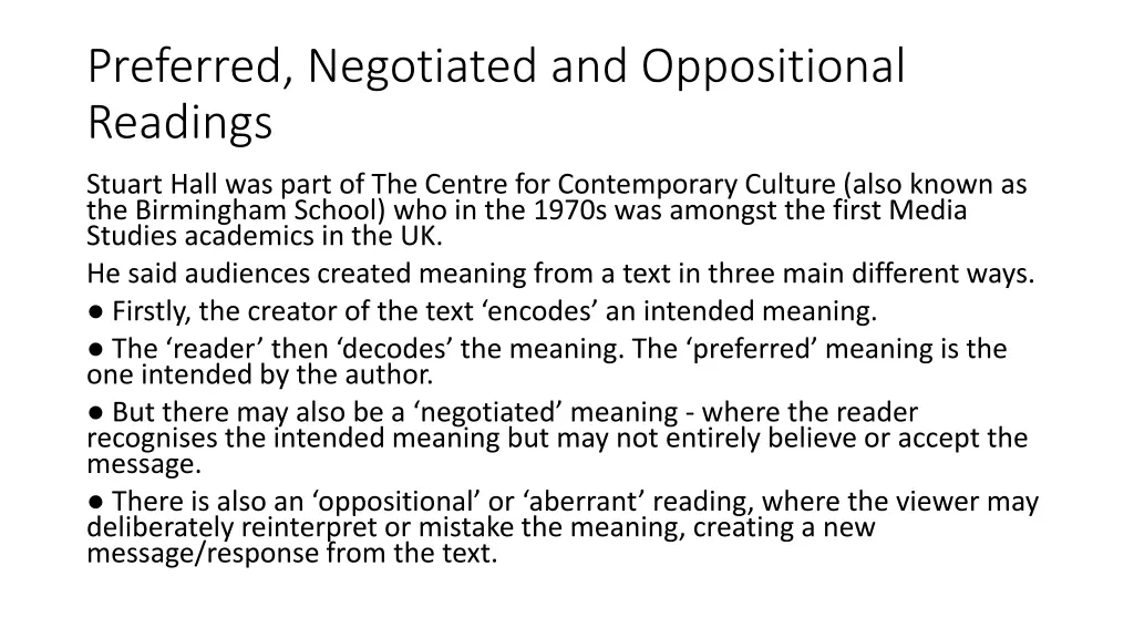 preferred negotiated and oppositional readings