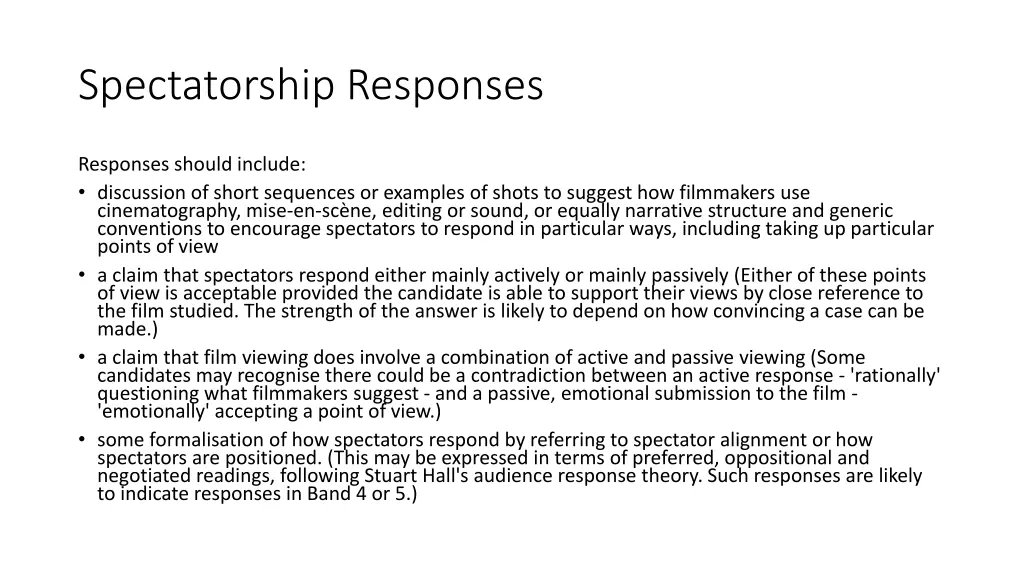 spectatorship responses 1