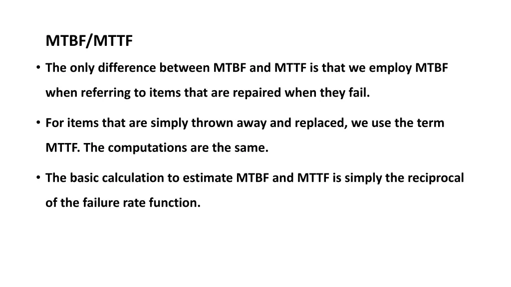 mtbf mttf