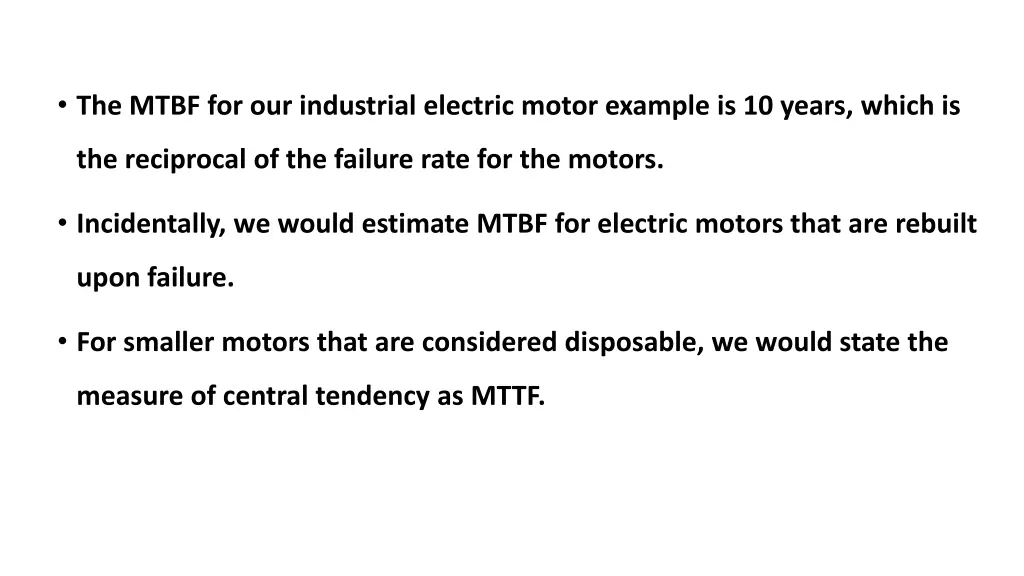 the mtbf for our industrial electric motor