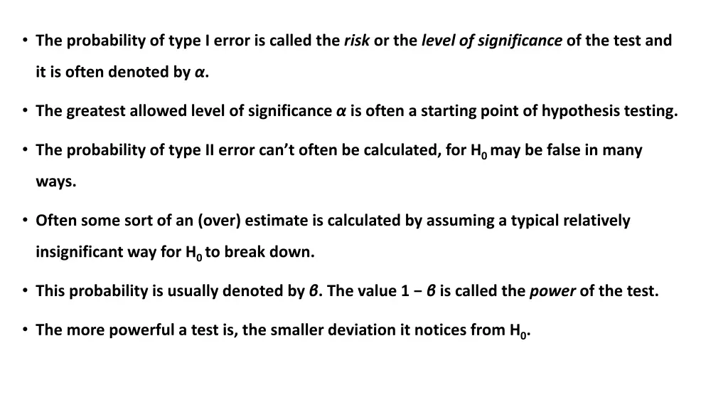 the probability of type i error is called