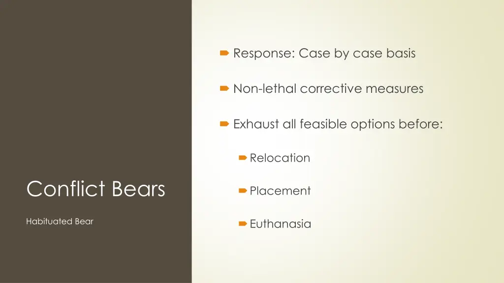 response case by case basis