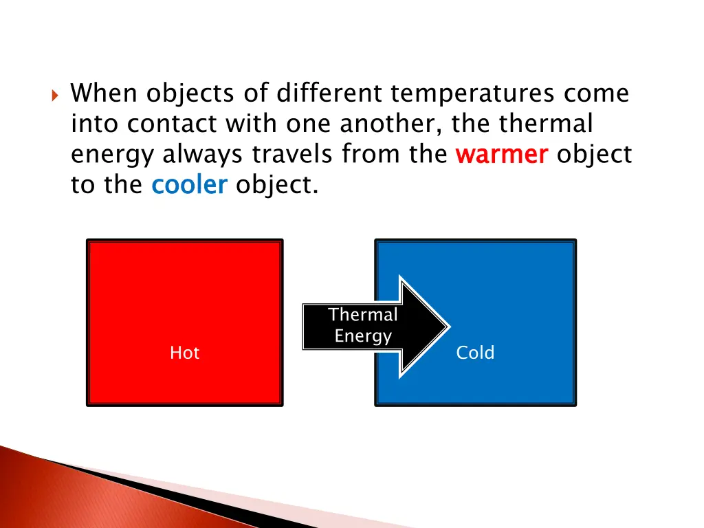 when objects of different temperatures come into