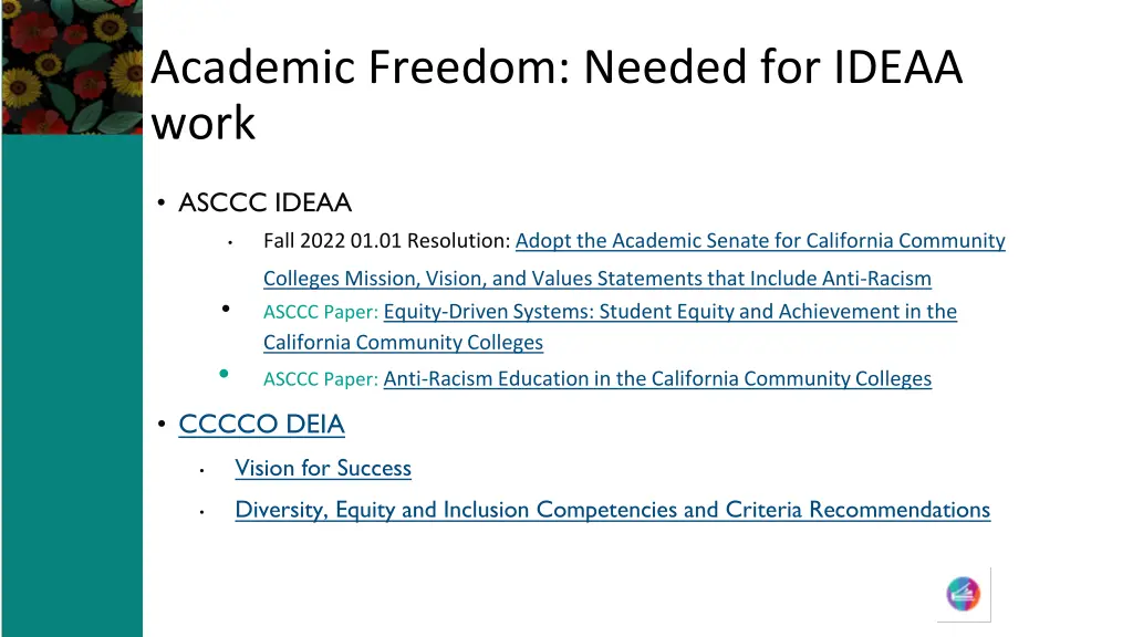 academic freedom needed for ideaa work