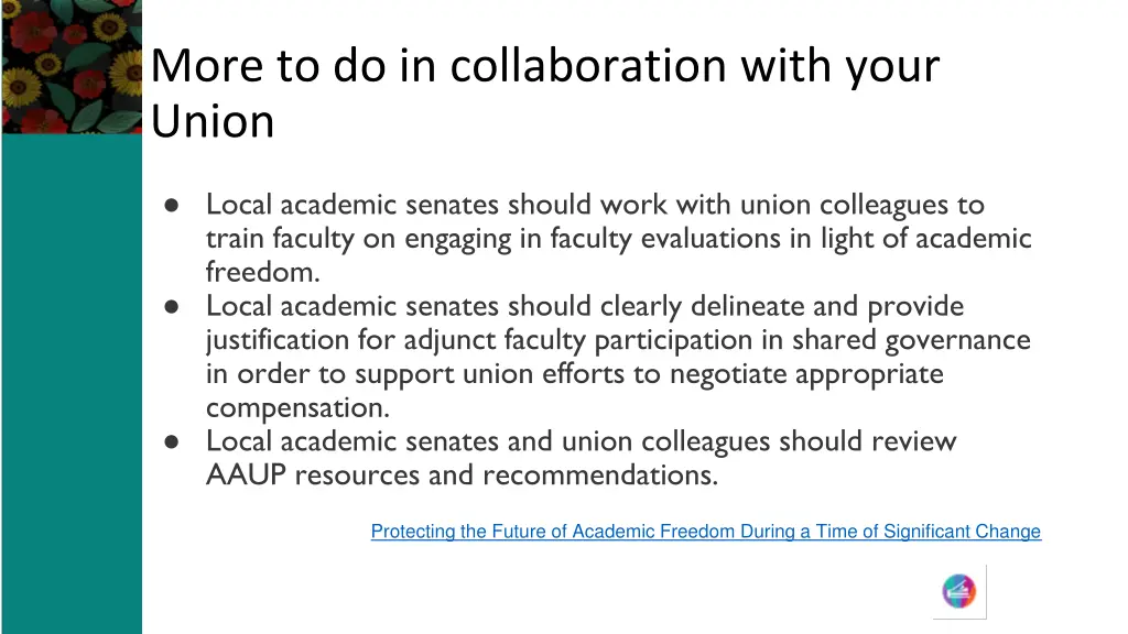 more to do in collaboration with your union