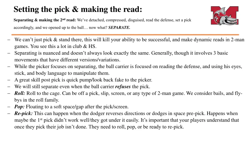 setting the pick making the read 5