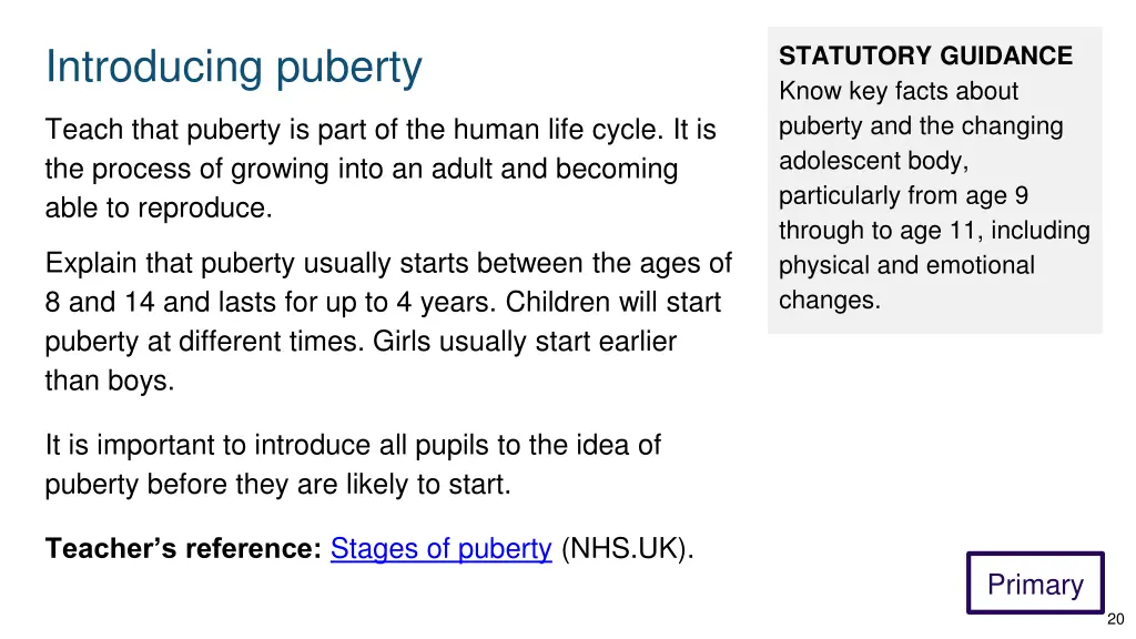 introducing puberty