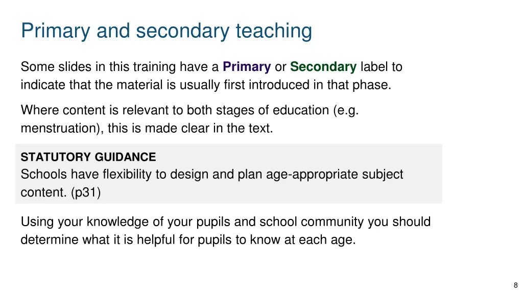 primary and secondary teaching