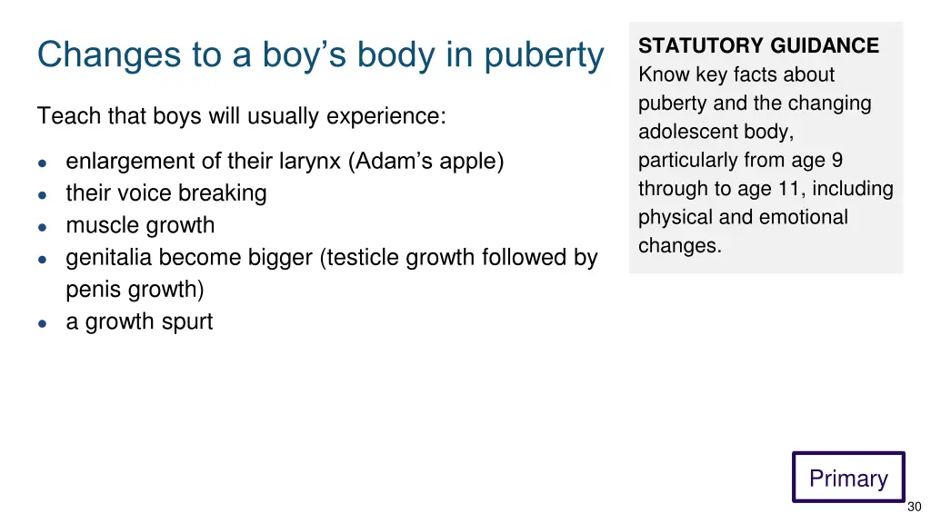 statutory guidance know key facts about puberty 1