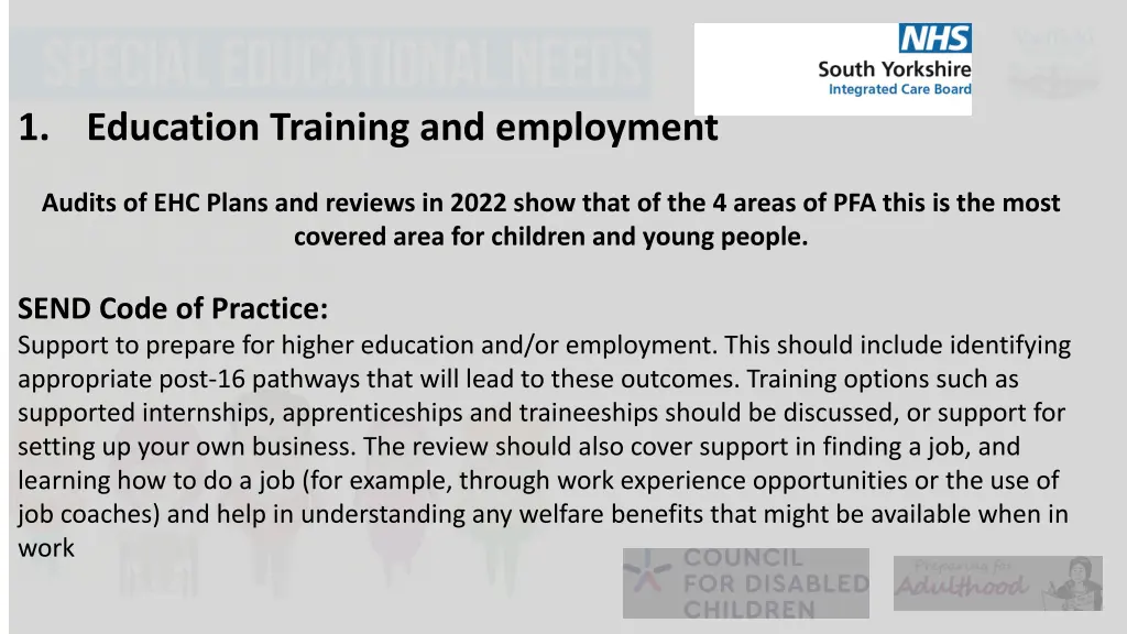 1 education training and employment