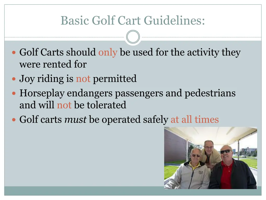 basic golf cart guidelines