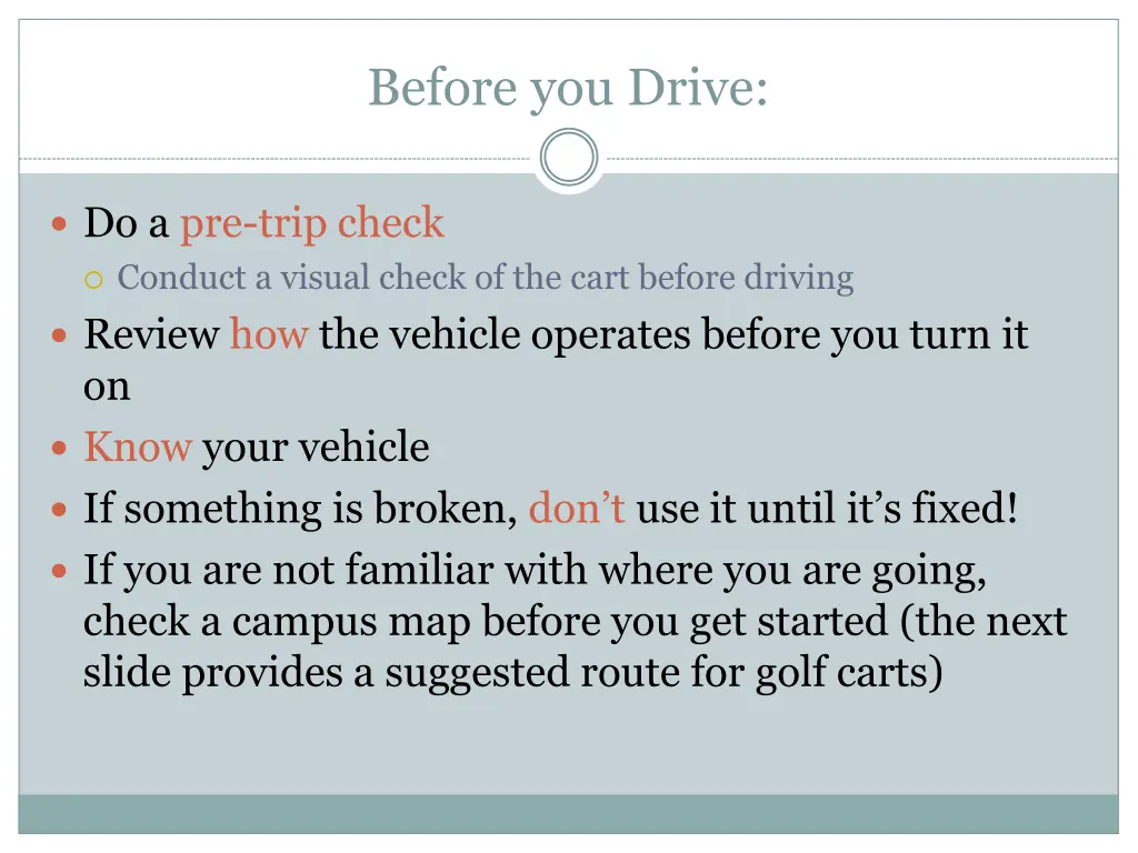 before you drive