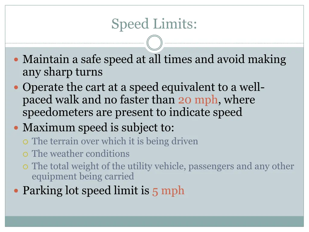 speed limits