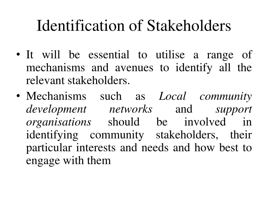 identification of stakeholders