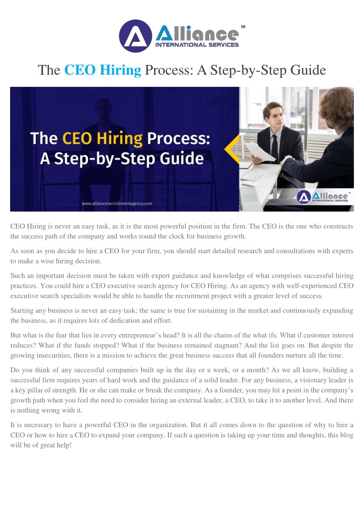 the ceo hiring process a step by step guide