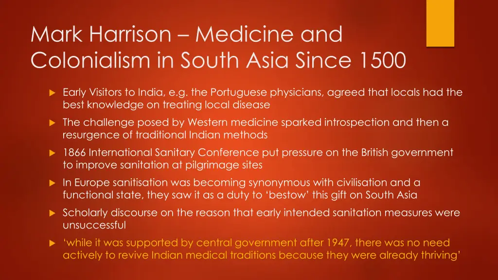 mark harrison medicine and colonialism in south