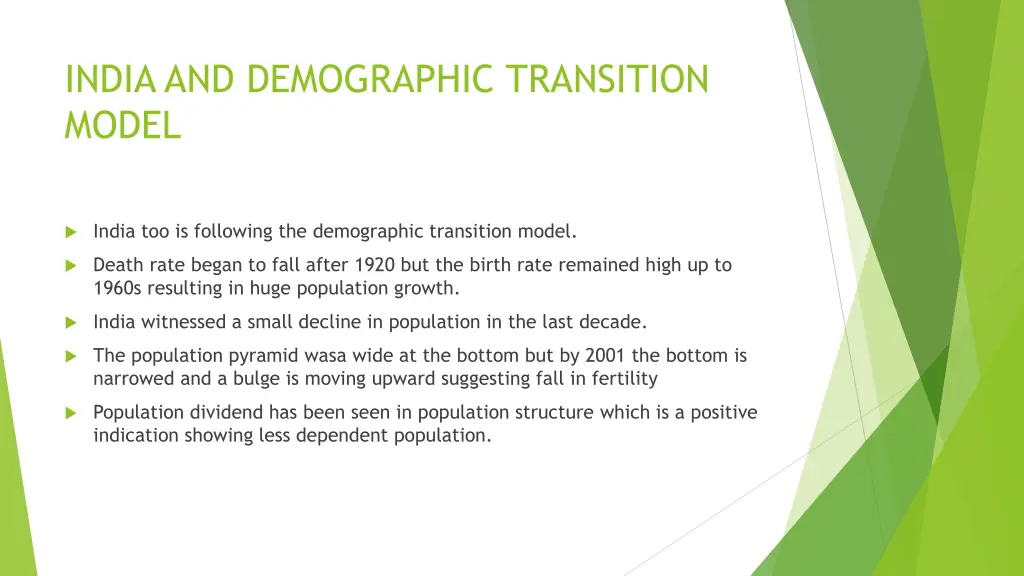 india and demographic transition model