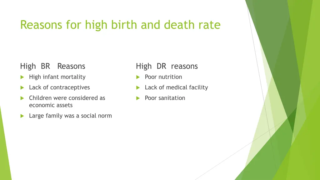 reasons for high birth and death rate