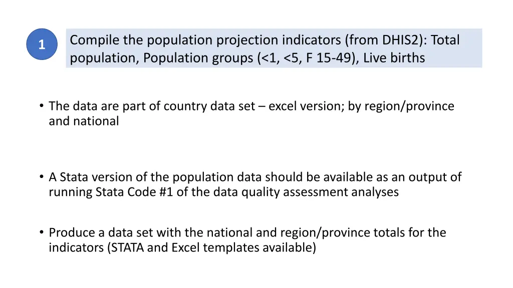 compile the population projection indicators from