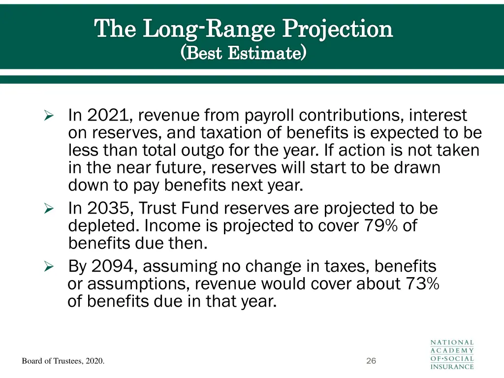 the long range projection best estimate