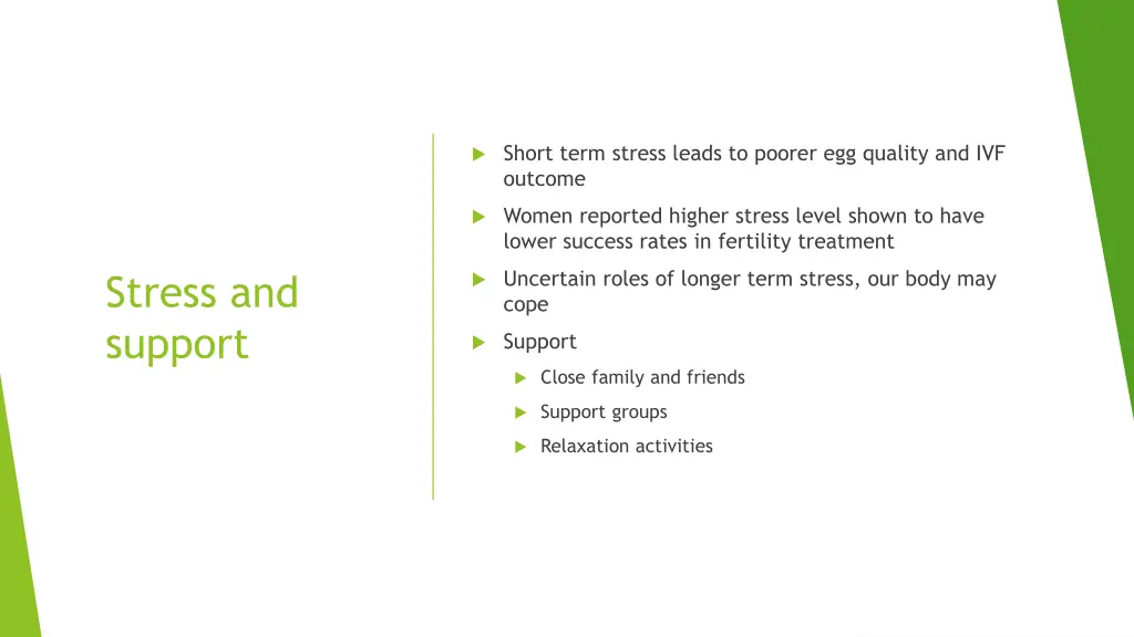 short term stress leads to poorer egg quality