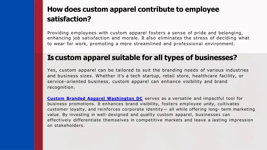 how does custom apparel contribute to employee