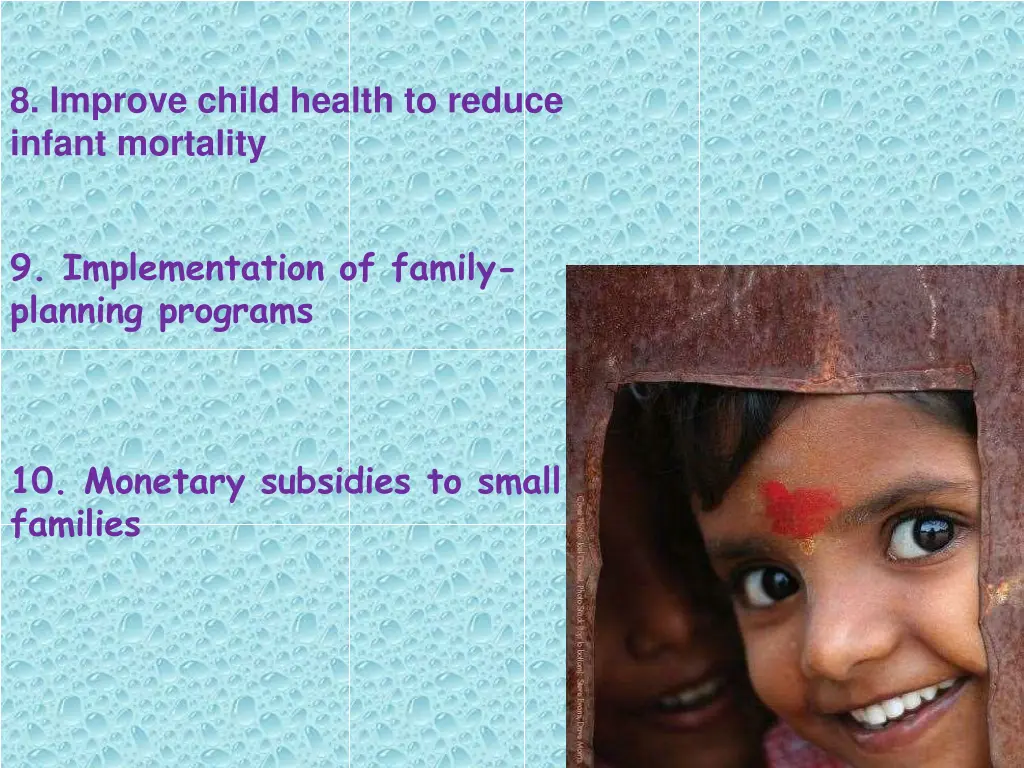 8 improve child health to reduce infant mortality